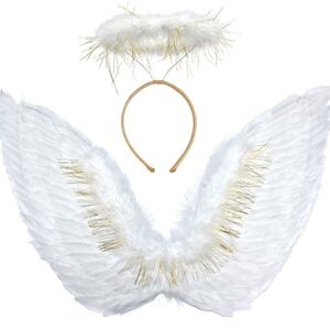 White Angel Wings and Halo Costume Set